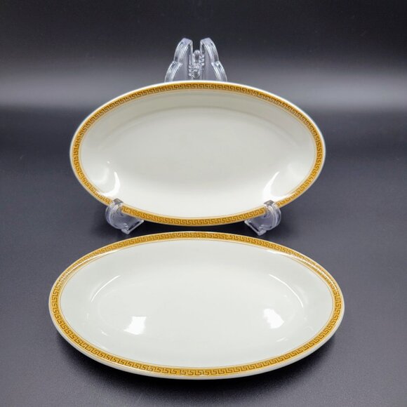 Vintage Maddock Oval Plate Restaurant Ware Gold Greek Key Ultra Vitrified Englan - Picture 2 of 9